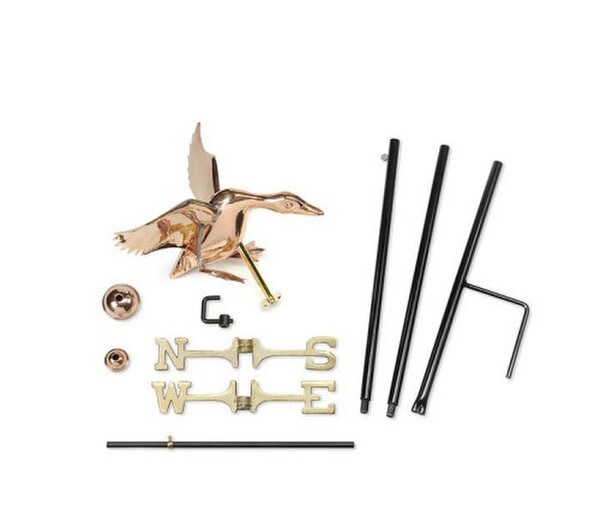 Landing Duck Weathervane Garden Pole Freestanding on holder Statue